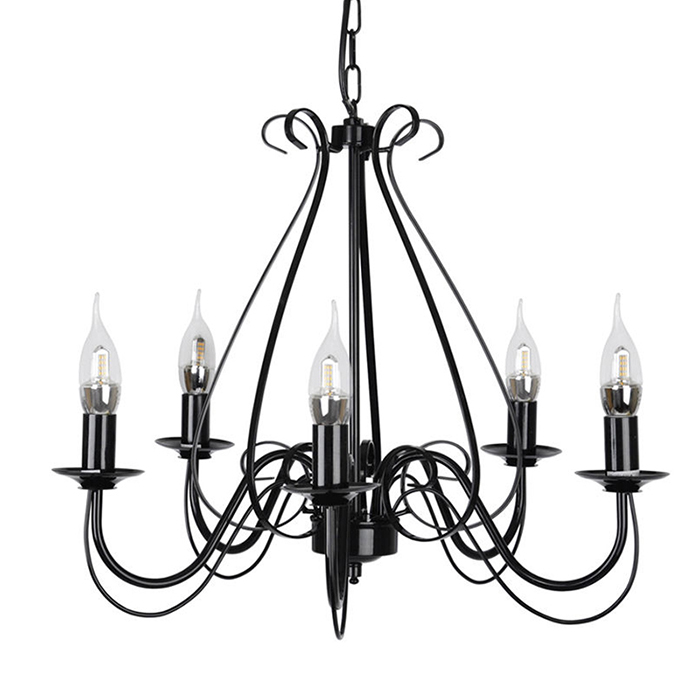 European chandelier iron black candle pendant lamps LED Indoor chandelier