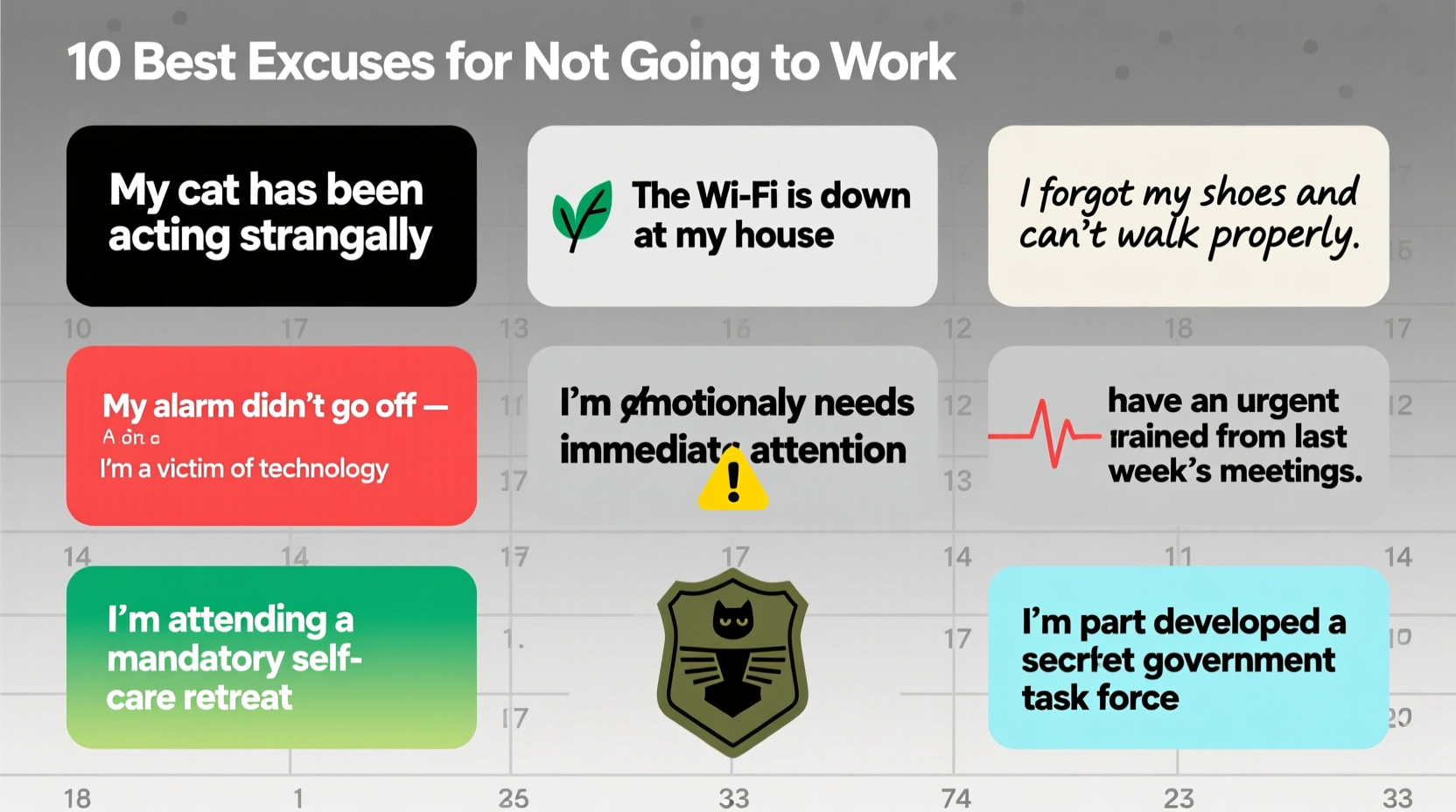 10 best excuses for not going to work reliable reasons to skip work