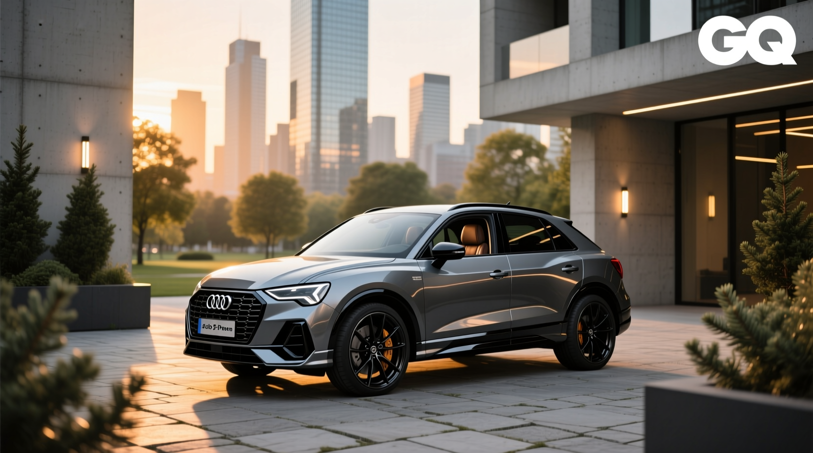Rear three-quarter view of 2023 Audi Q3 S line showing rear diffuser and dual exhaust tips