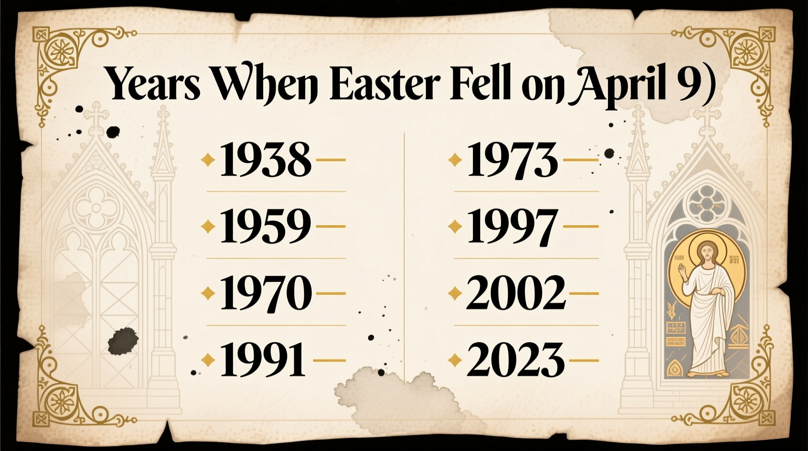 what years did easter fall on april 9