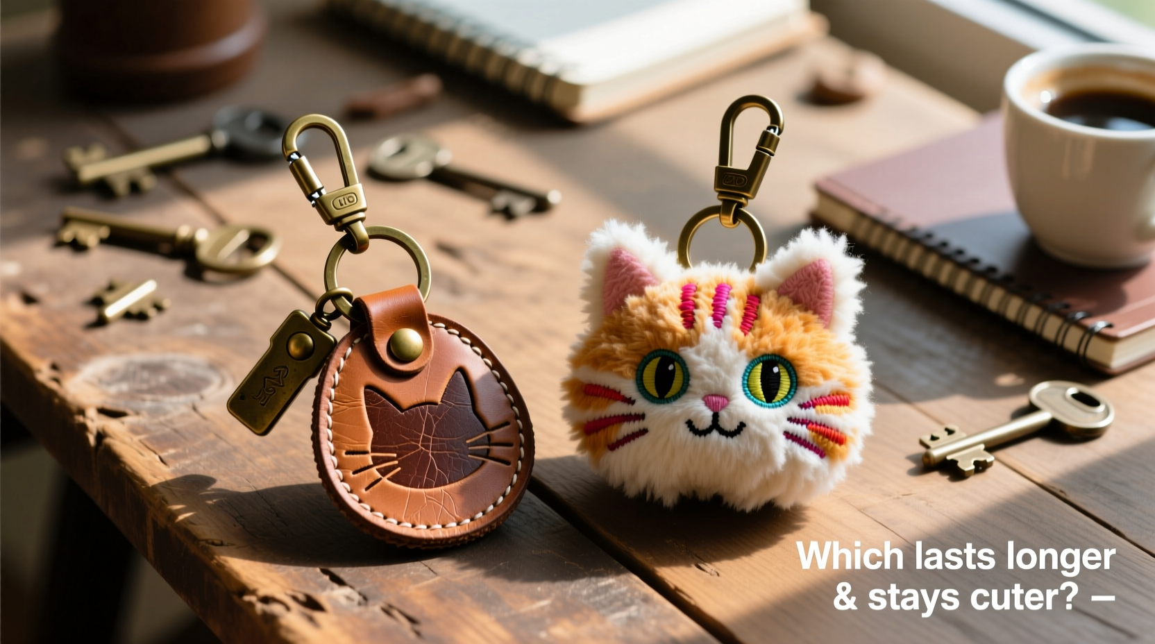 leather vs plush cat keychains which one lasts longer and stays cuter