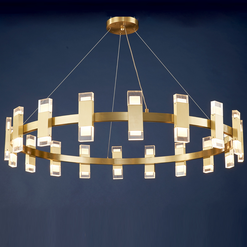 2020 Art New Copper Indoor Fancy Design Sumptuous Pendant LED Chandelier Acrylic Lamps Modern Luxury Living Room Decor Lighting