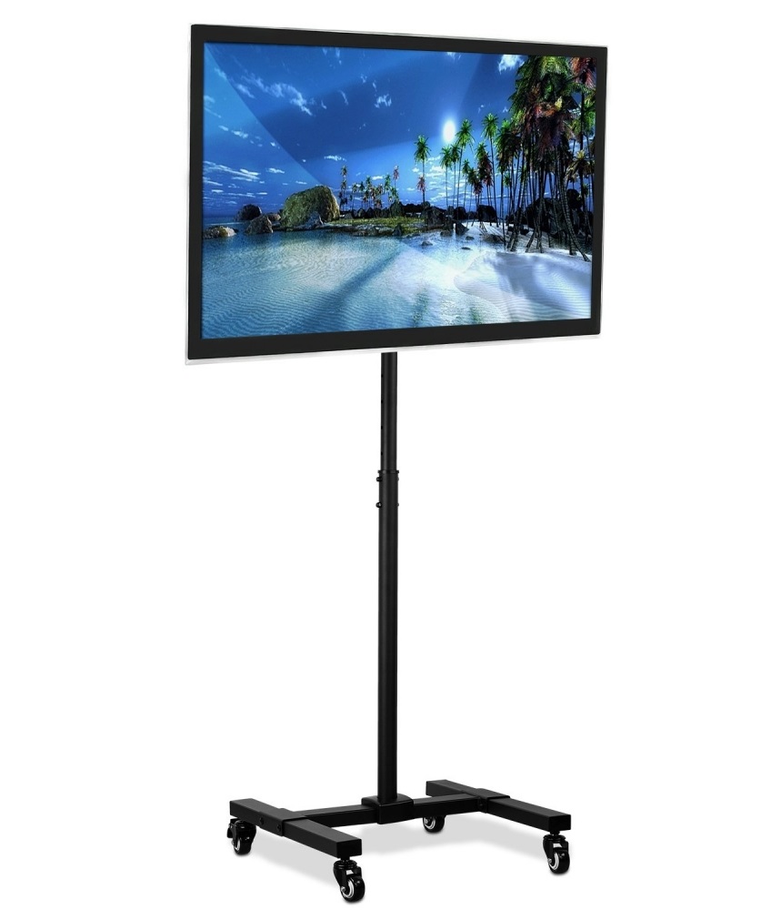 带轮子的移动电视支架, 适用于 17 "-65" 液晶显示器 led 屏幕的可调