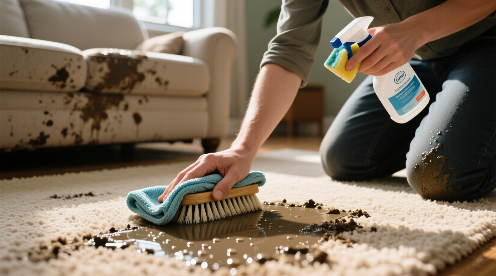 how to clean mud from carpet and couch