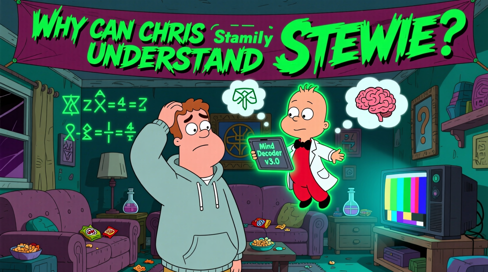 why can chris understand stewie family guy mystery