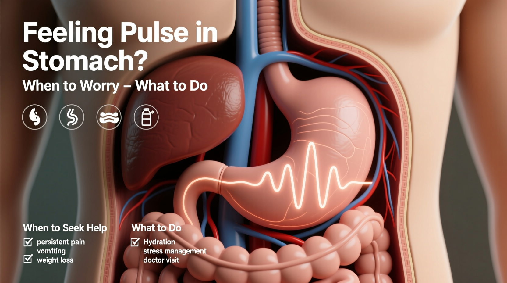 feeling pulse in stomach causes when to worry what to do