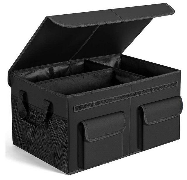 Scatola organizer per bagagliaio per auto di grande capacità, robusta, in poliestere 600D di alta qualità con coperchio per SUV