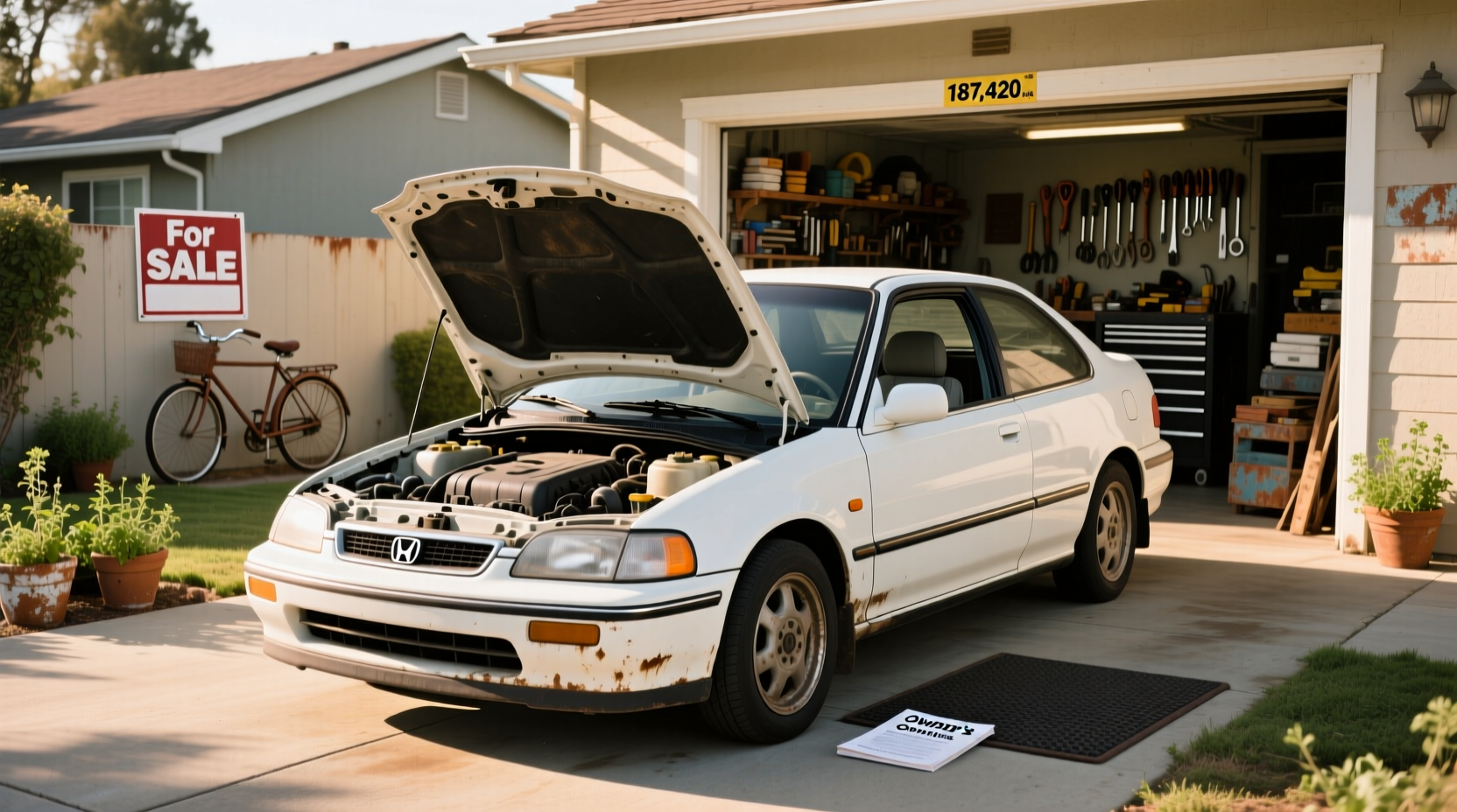 1996 Honda hatchback parked outdoors showing rear hatch and bumper