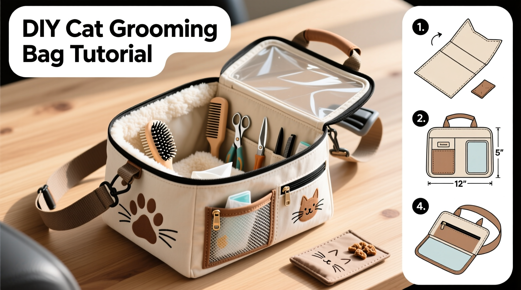 diy cat grooming bag step by step tutorial for a comfortable and practical design