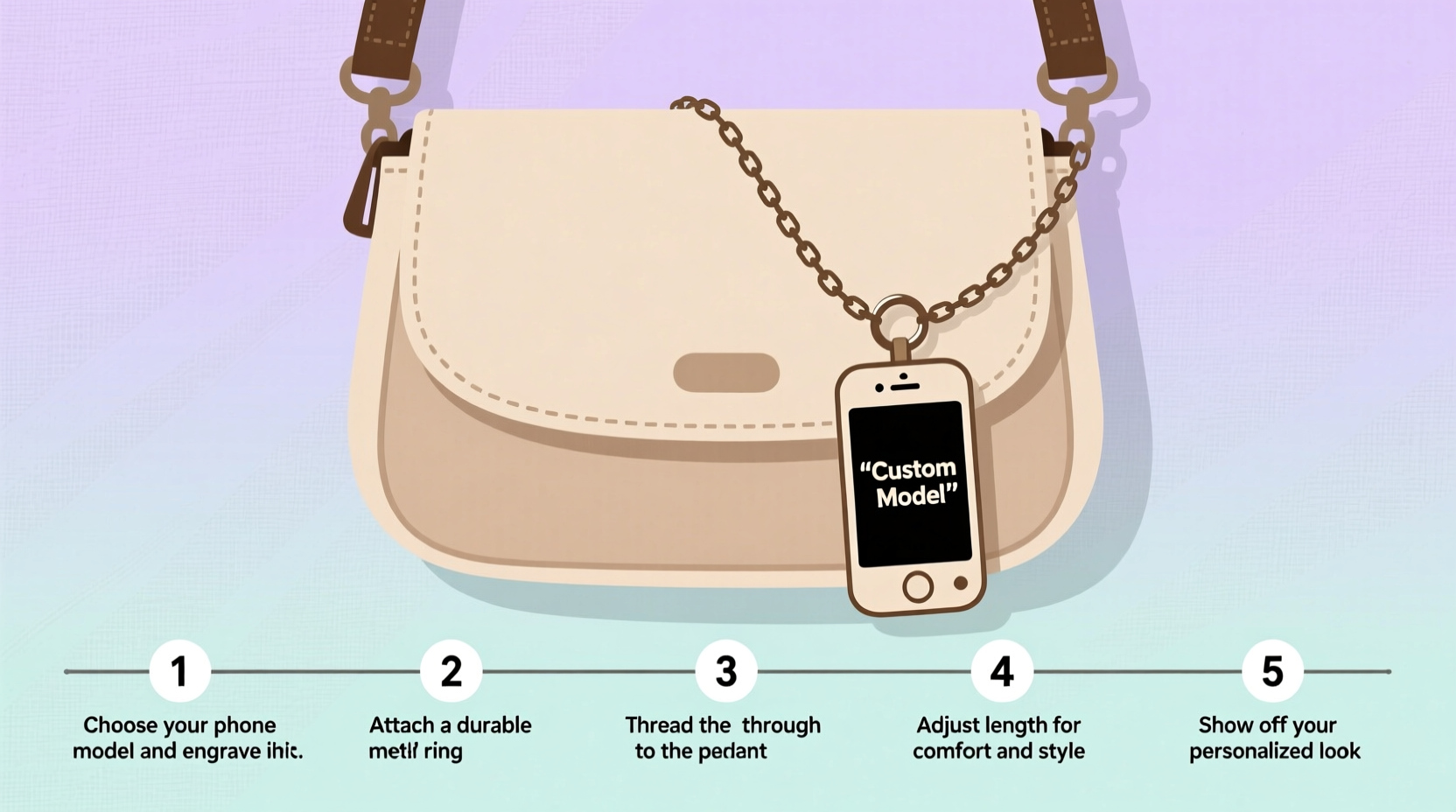 step by step guide to personalizing your bag with a custom phone model pendant