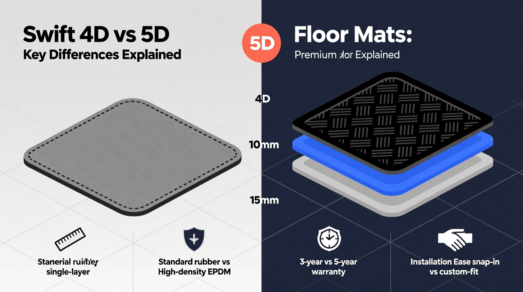 Swift 4D vs 5D Floor Mats: Key Differences Explained