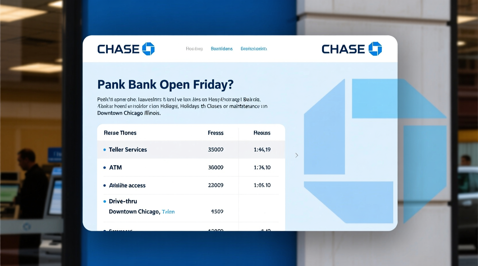 is chase bank open on friday
