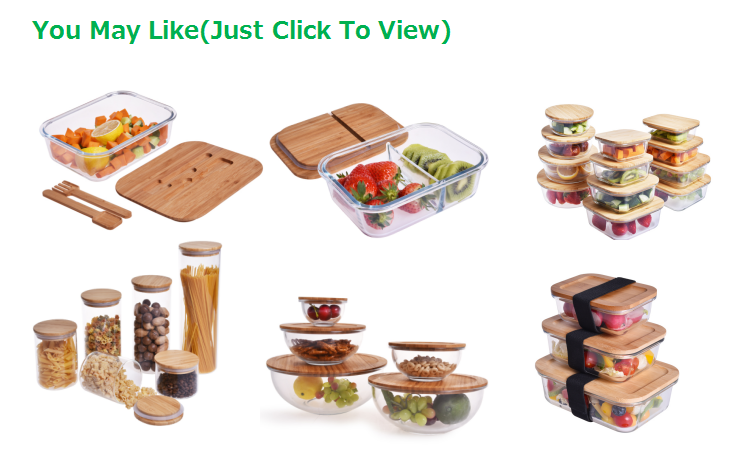 Eco-Friendly meal prep bamboo glass container with silicon ring