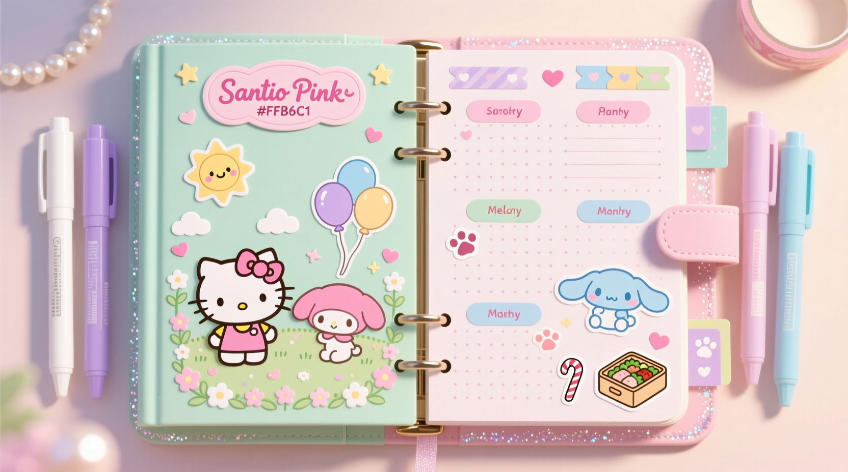 step by step guide to crafting a charming sanrio themed planner with your stationery set