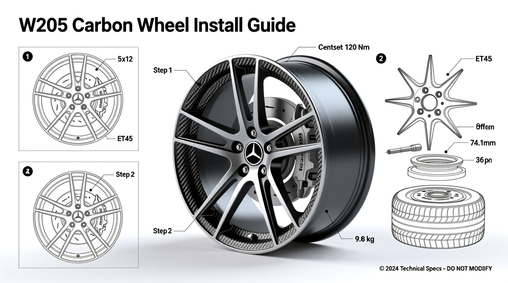 w205 carbon wheel install guide