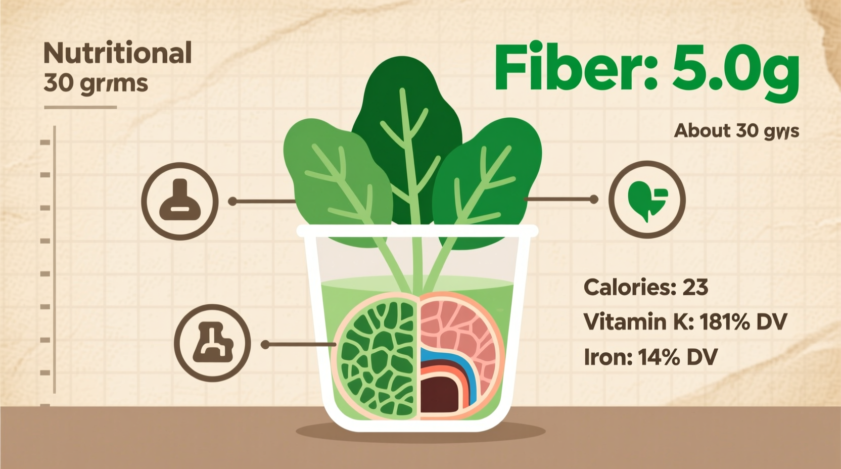 how much fiber in a cup of spinach