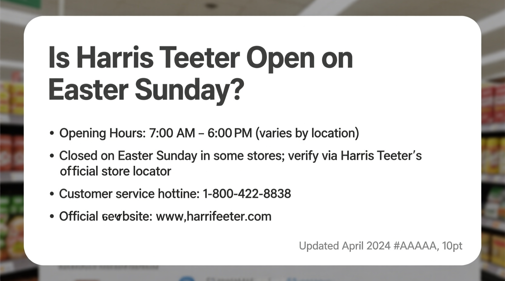 is harris teeter open on easter sunday