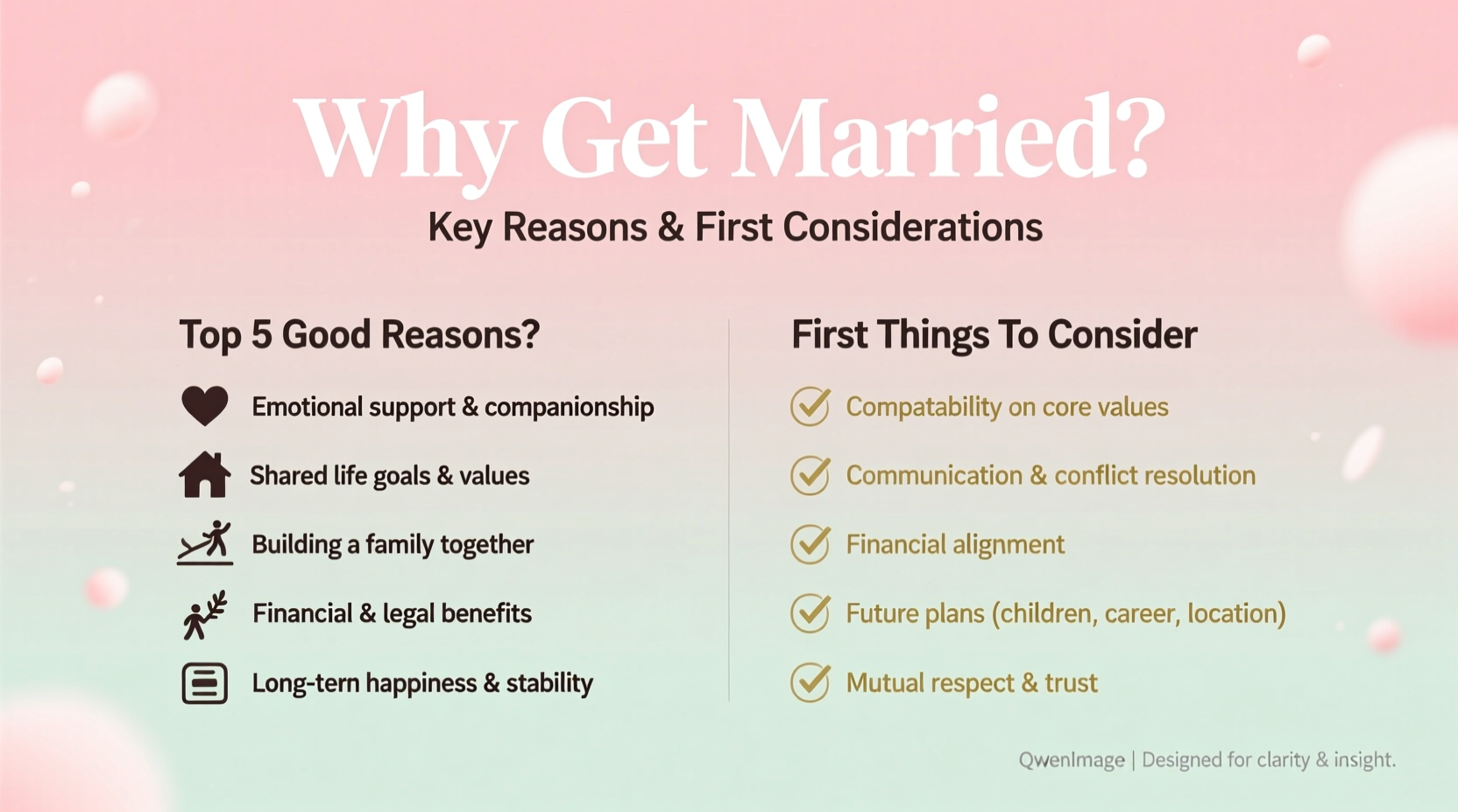 why get married good reasons what to consider first