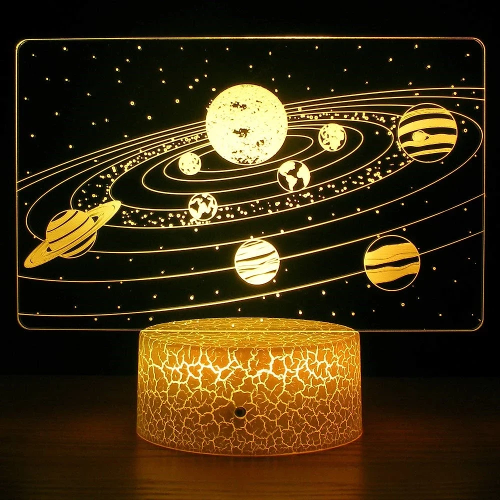 7 Colors Changing Solar System Optical Illusion Lamp Universe Space Planet 3D Night Light