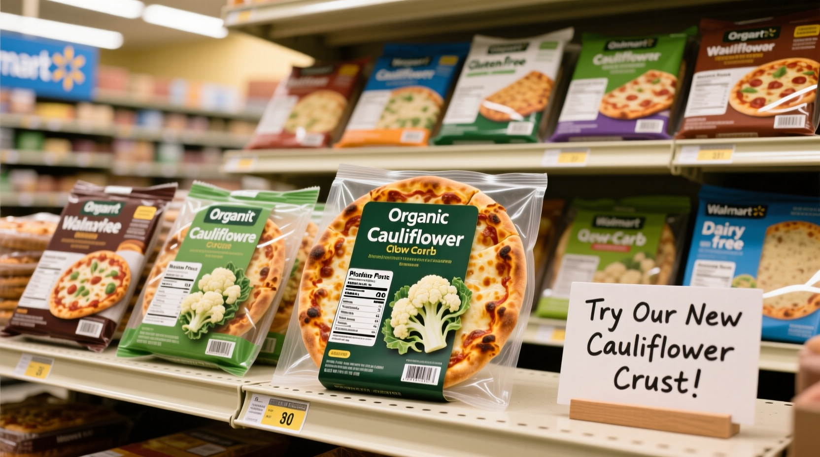 Cauliflower pizza crust options at Walmart