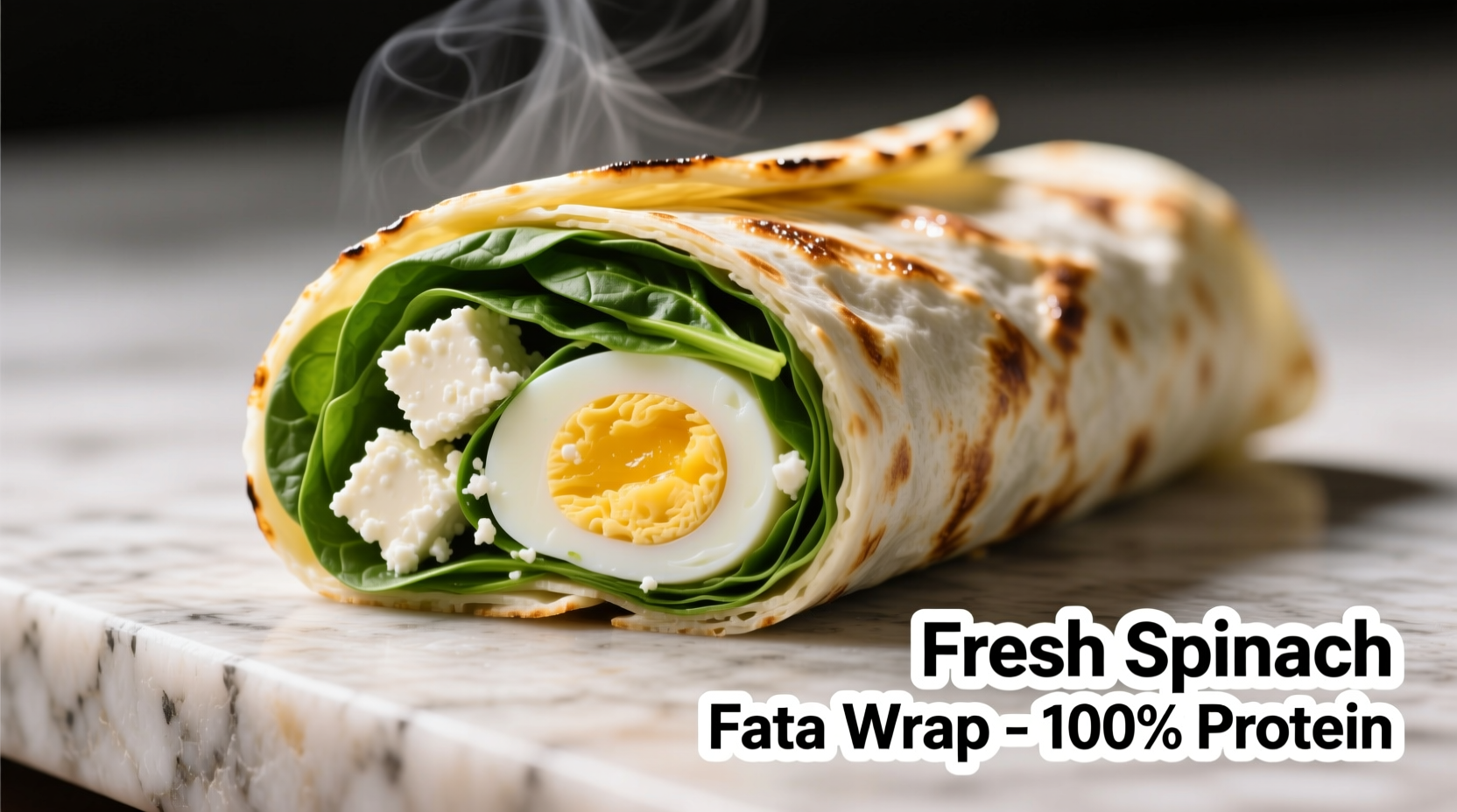 Fresh spinach feta egg white wrap sliced diagonally