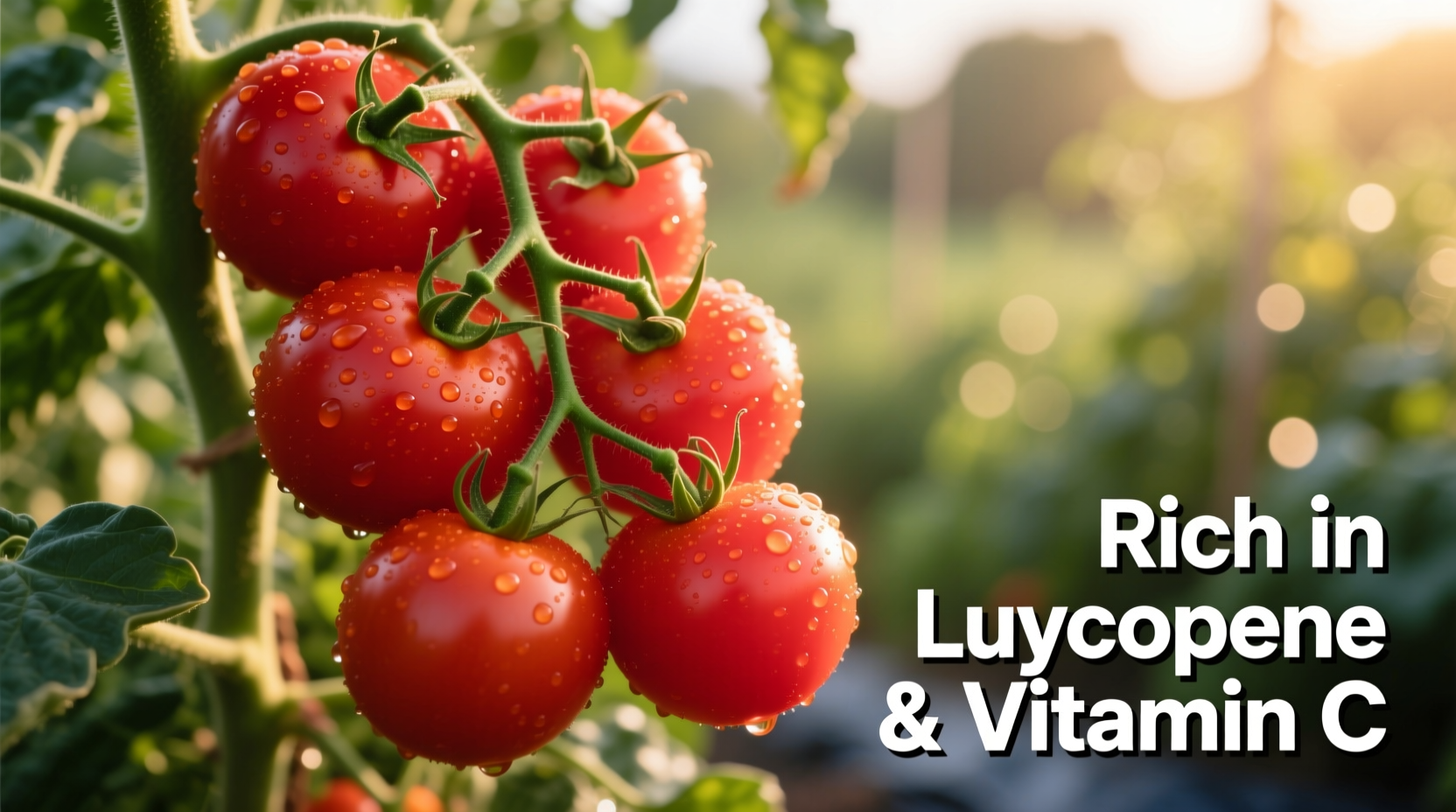 Ripe tomatoes on vine showing nutritional benefits