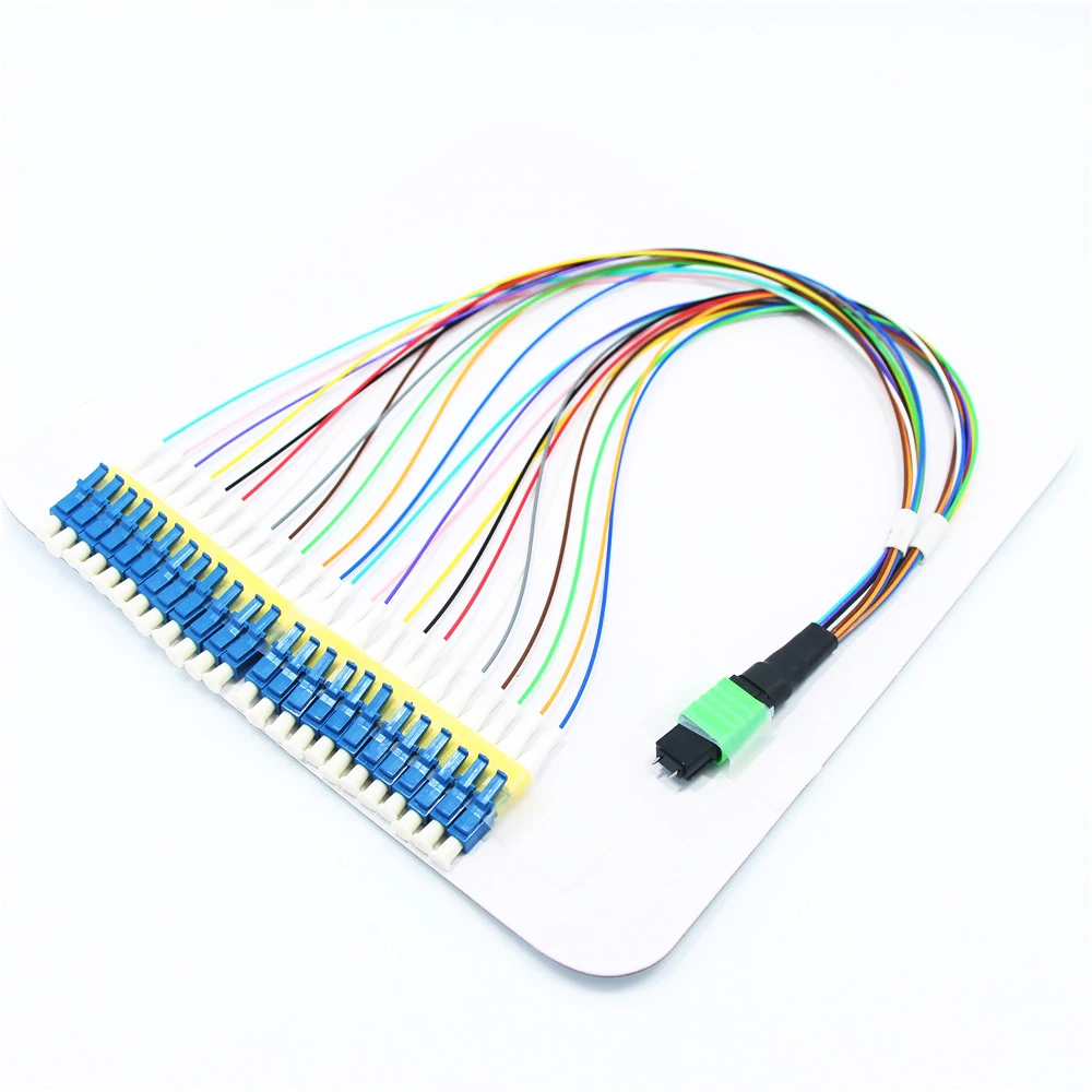 24 core MPO MTP-LC 0.9mm OS2 fanout low insertion loss polarity B Key up-key up trunk Cable for Data Center