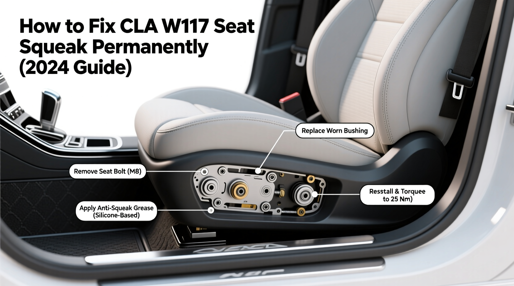 cla w117 seat squeak fix