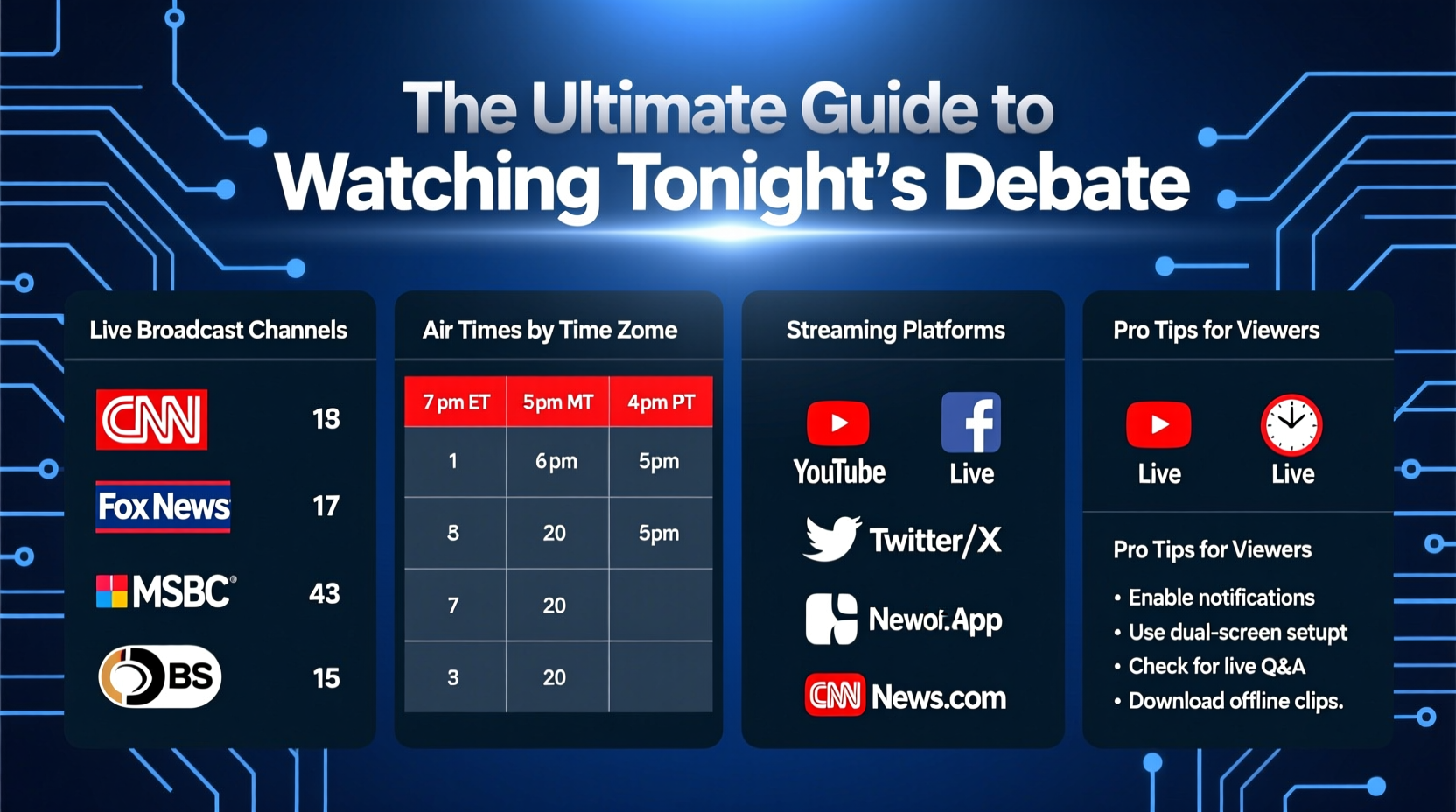 the ultimate guide to watching tonights debate live channels times and streaming tips
