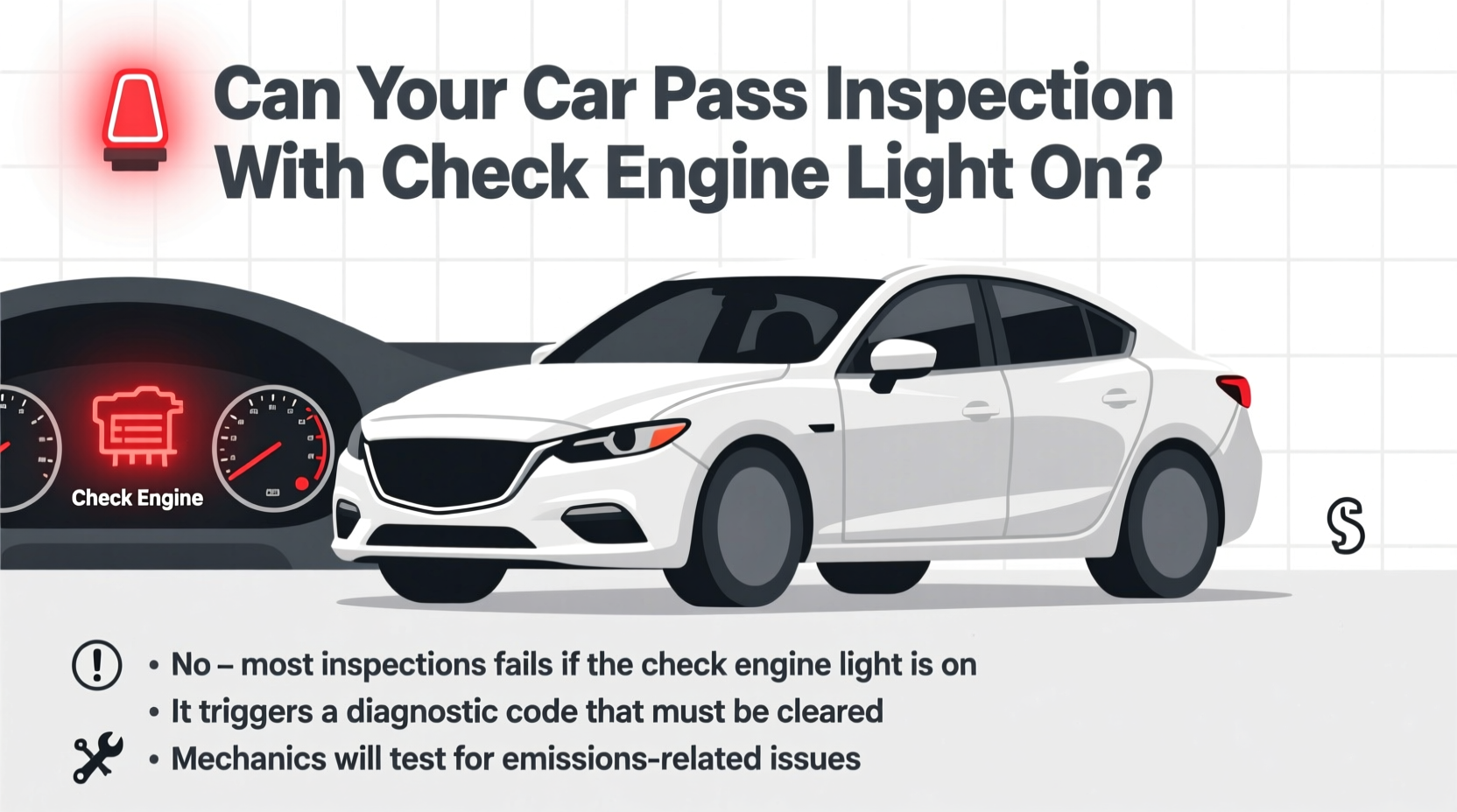 can my car pass inspection with check engine light on
