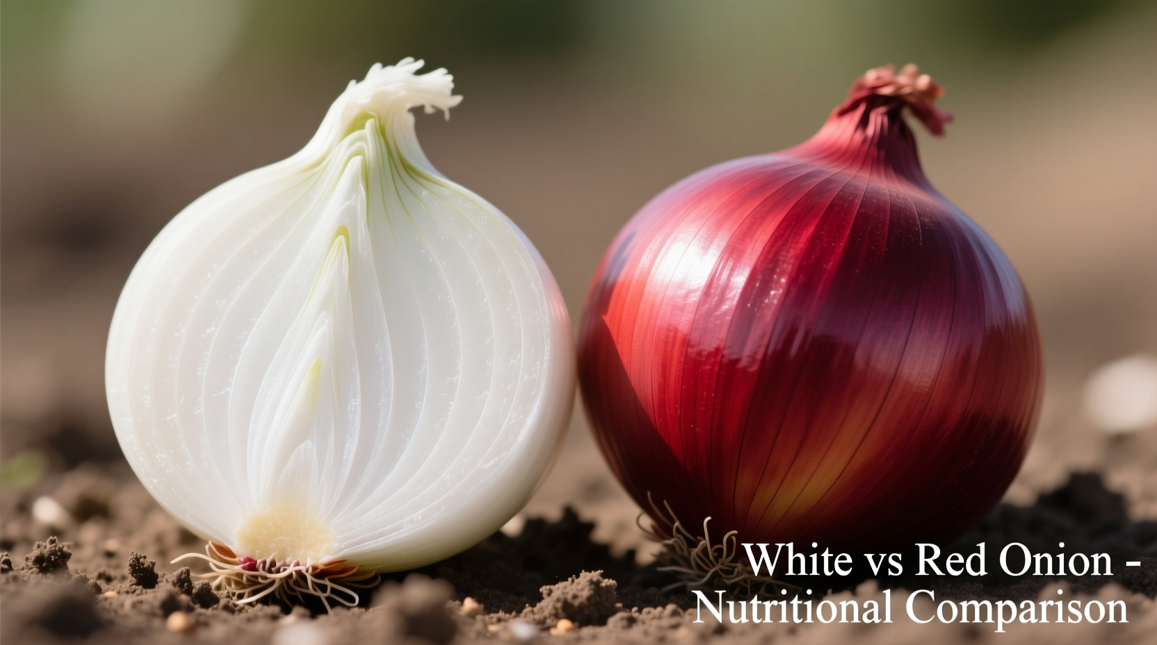 White and red onions side by side comparison