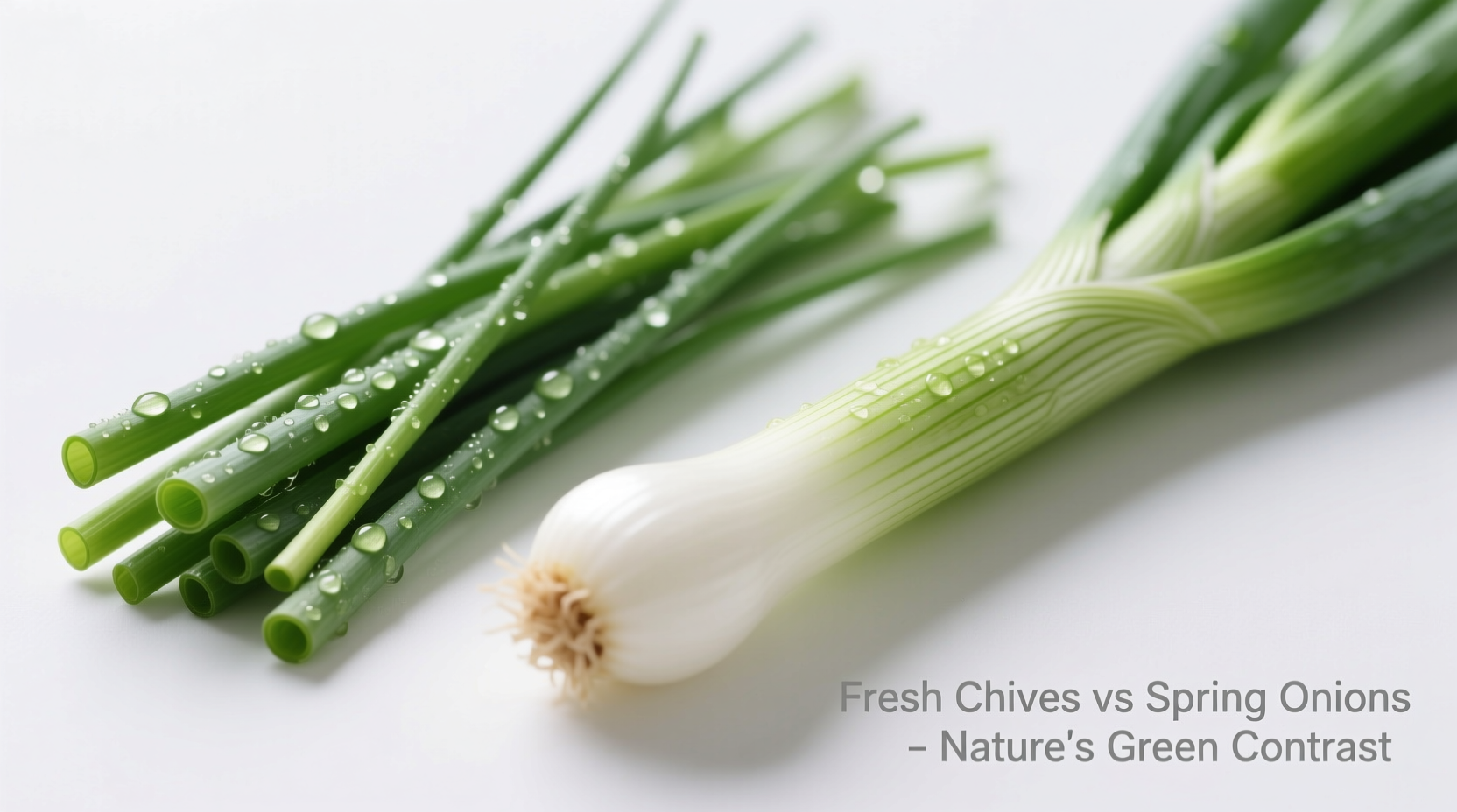 Fresh chives and spring onions side by side comparison