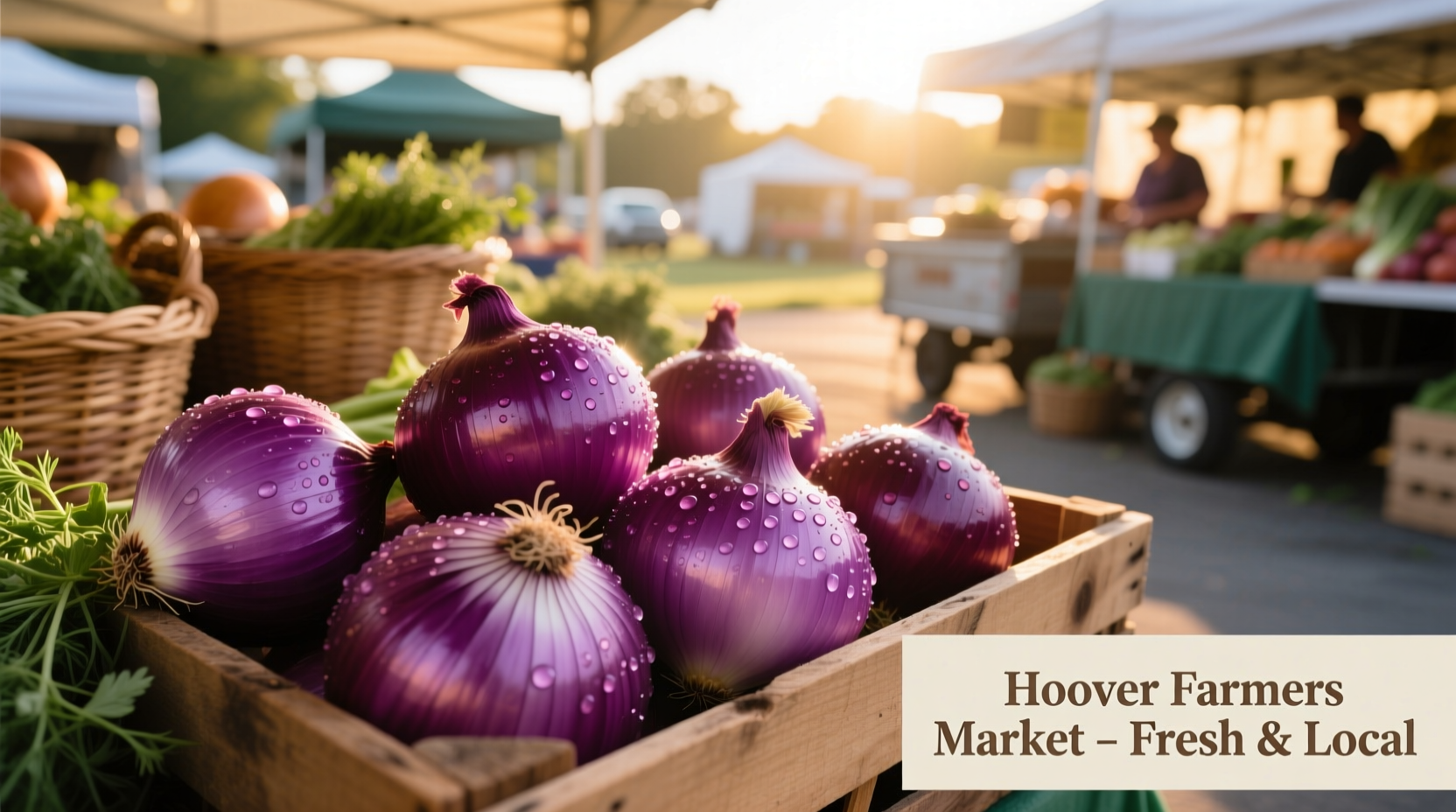 Fresh purple onions at Hoover Farmers Market