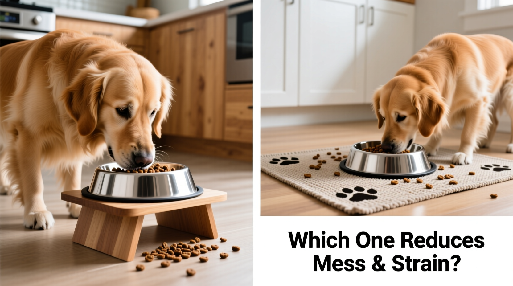 elevated dog bowls vs using a placemat which one actually reduces mess and strain for your dog