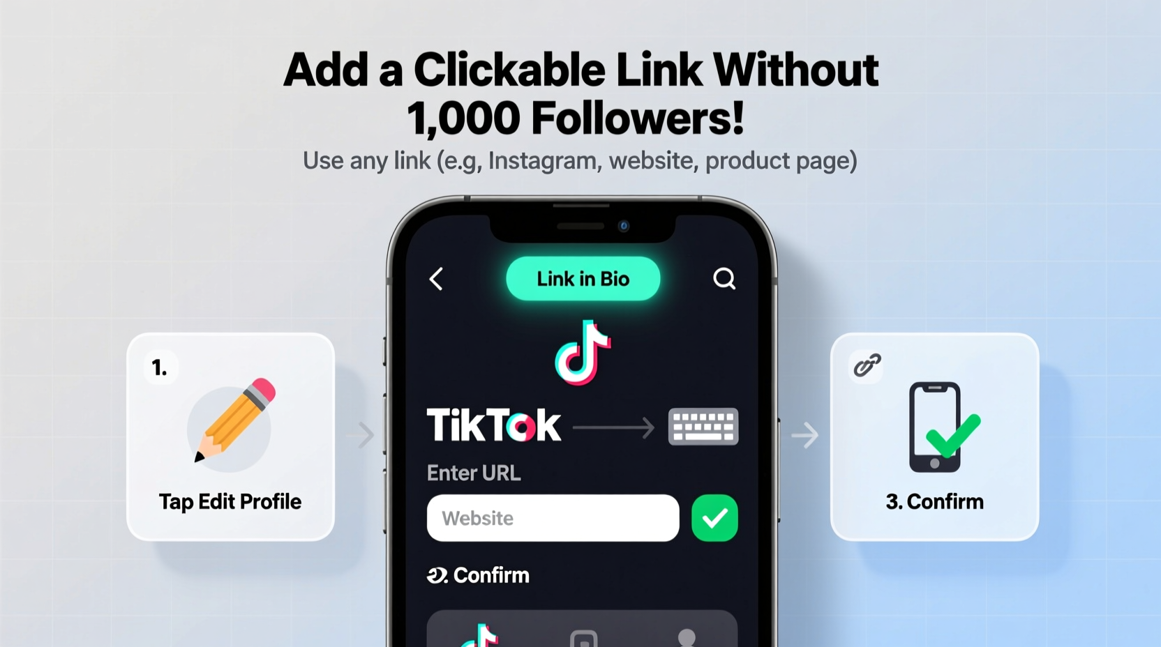 how to easily add a clickable link to your tiktok bio without needing 1000 followers