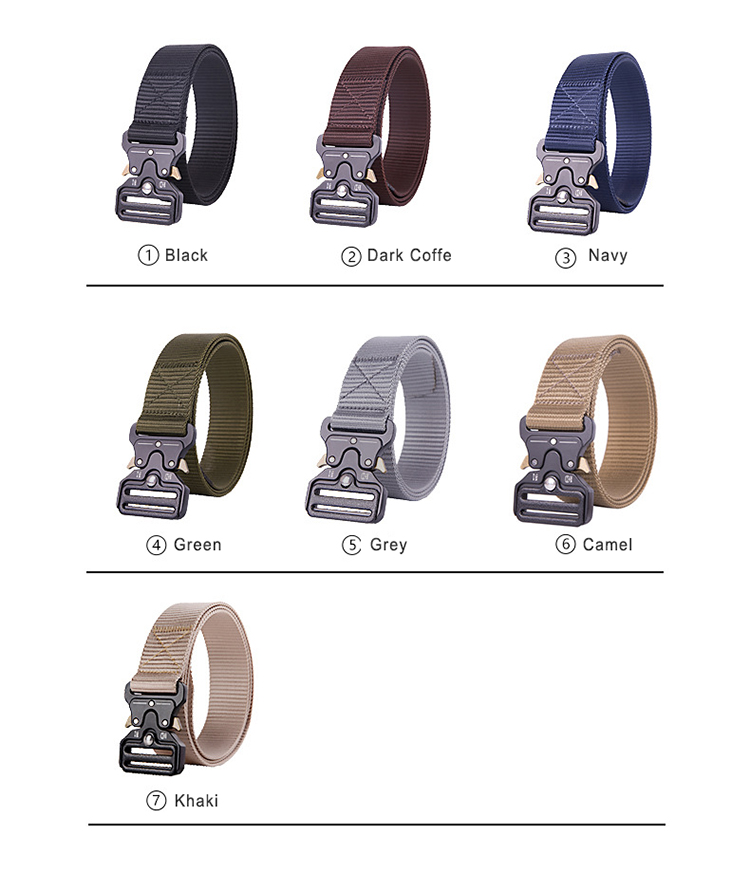 Tactical Belt Men's Nylon Fabric Outdoor Combat Metal Buckle Woven Belt Hunting Hiking Sports Fabric Belt