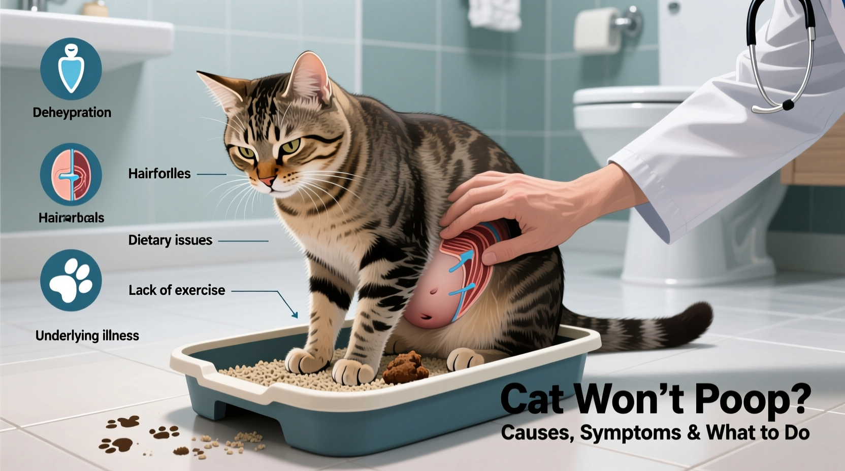 cat wont poop causes symptoms and what to do