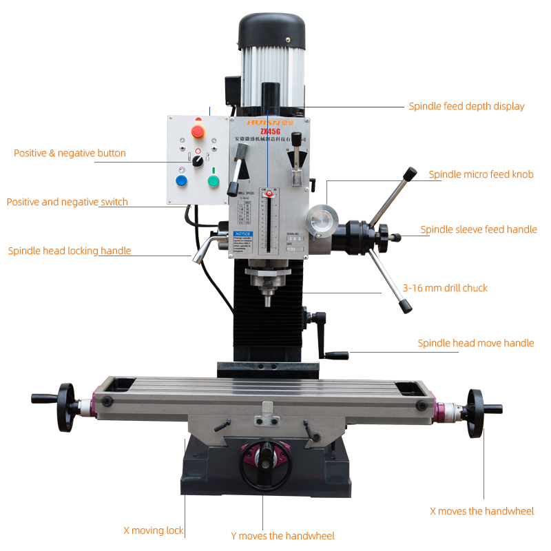 HUISN ZX45G Drilling and Milling Machine - High Quality Gear Head
