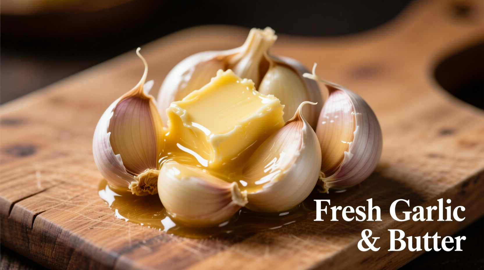 Fresh garlic cloves and butter mixture for bread