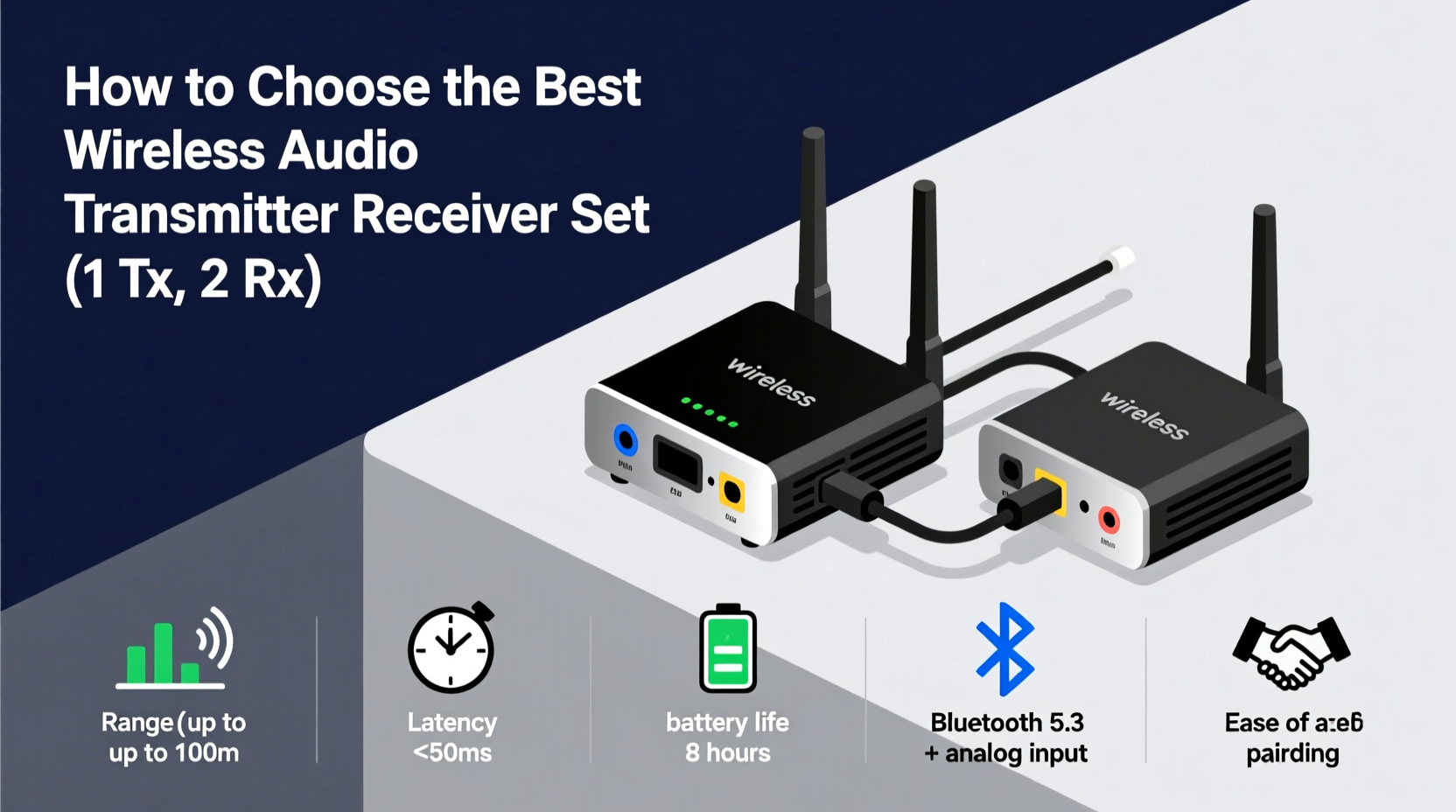 wireless audio transmitter wireless audio receiver set 1 transmitter 2 receiver