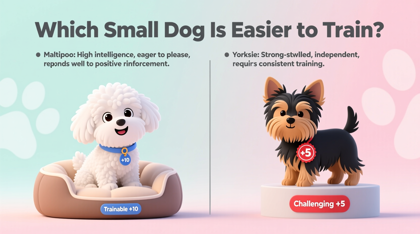 maltipoo vs yorkie which small dog is actually easier to train