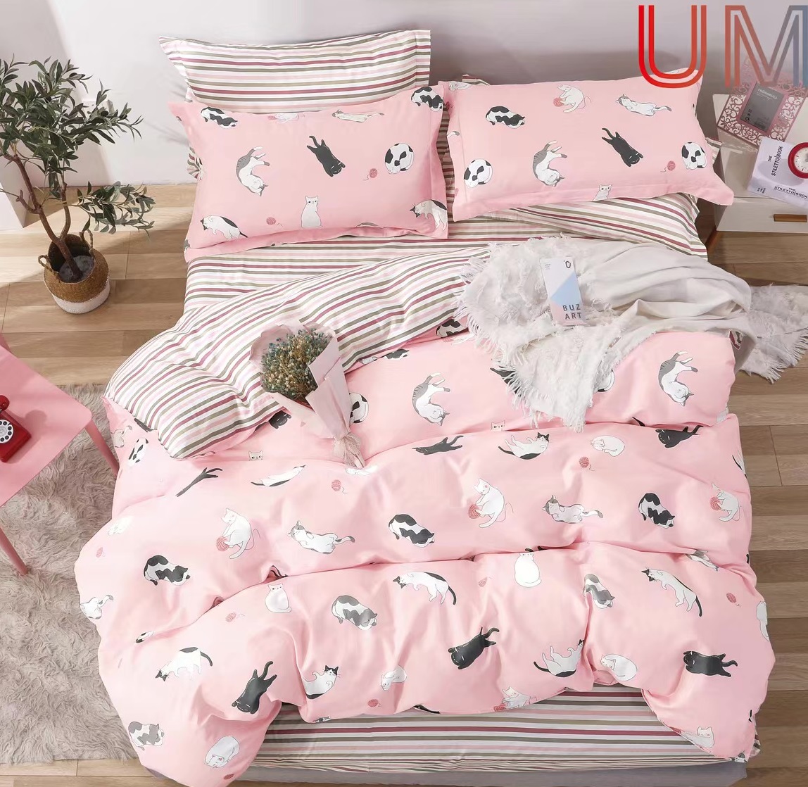 Baby crib bedding Duvet Cover Set 100% Cotton printed Woodland Animal Friends Bear Rabbit Flower Pink Green for kids