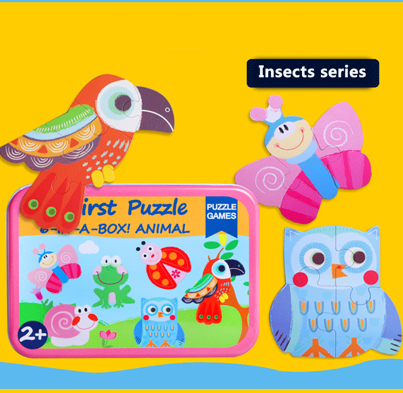 Wholesale Montessori Colorful Wooden Animal Jigsaw Puzzles Set Toys Hot Sale Toddler Early Learning Boys Girls Toys