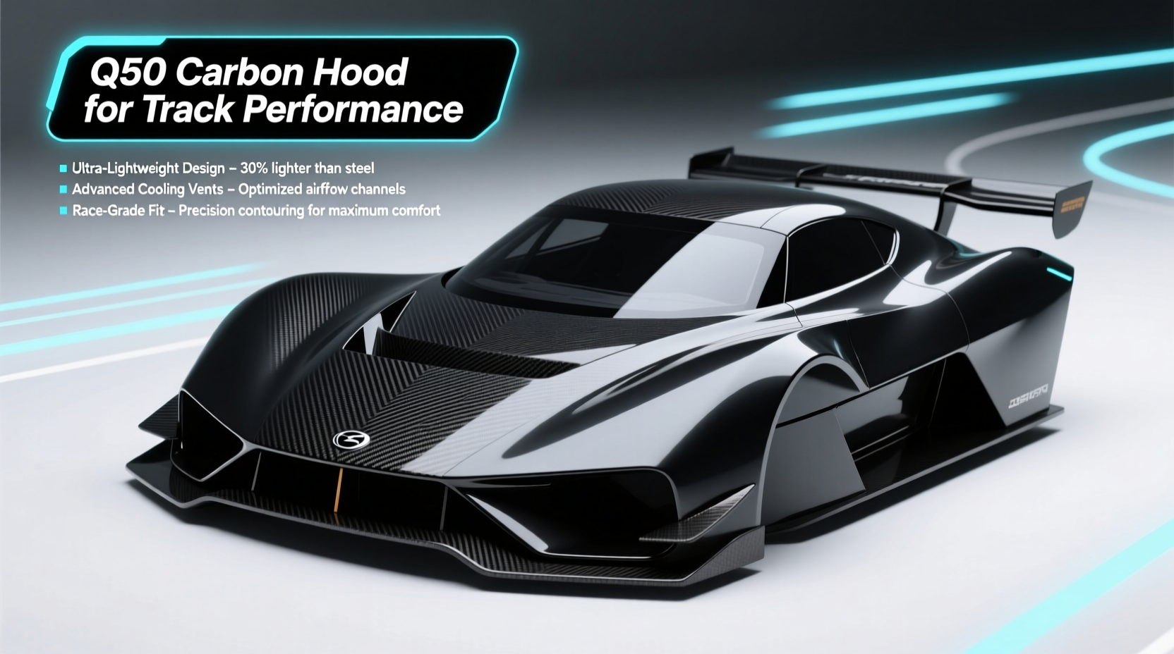 q50 carbon hood track performance