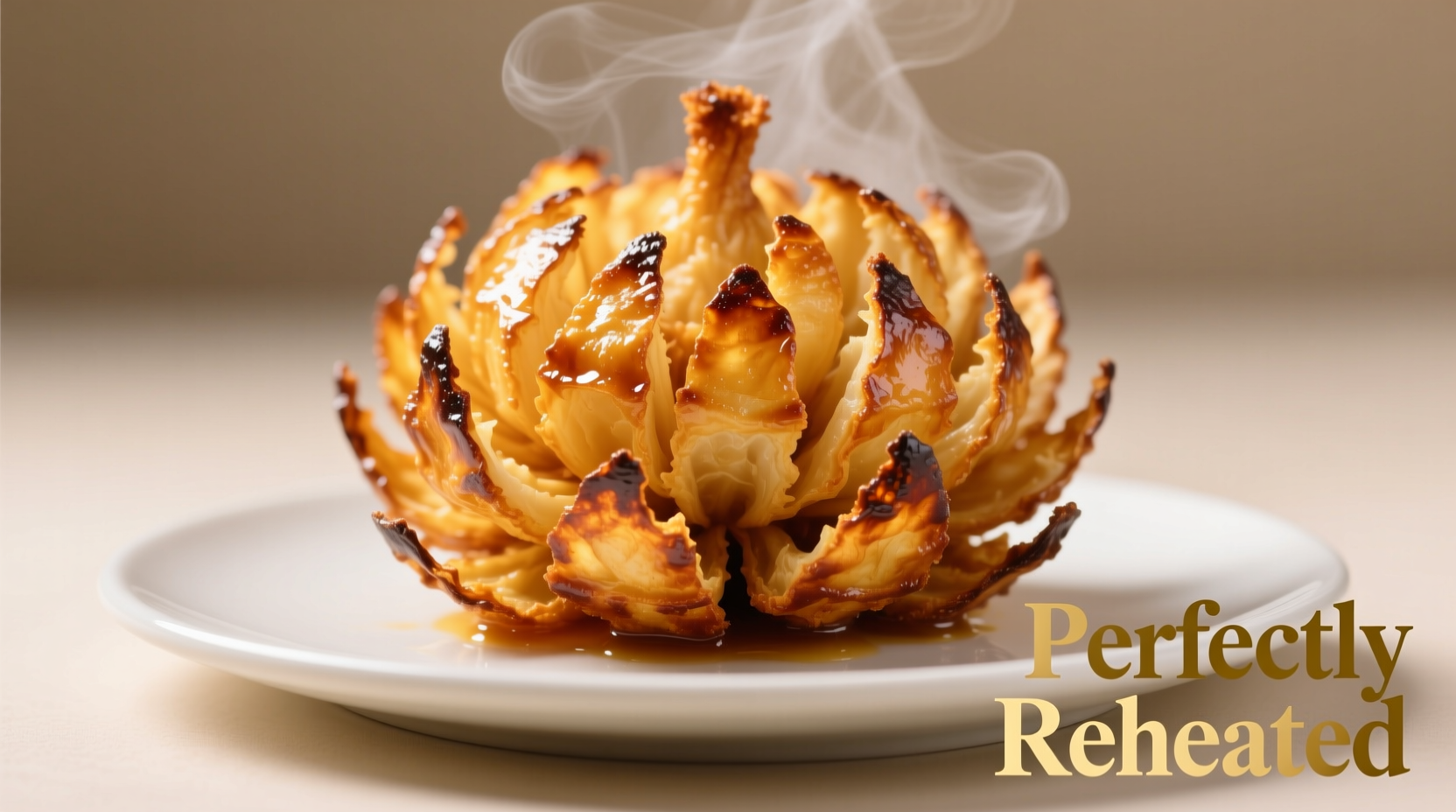 Perfectly reheated bloomin onion with golden crispy texture