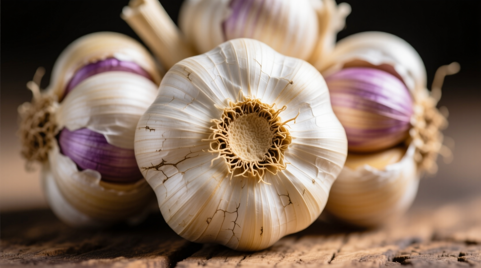 Close-up of fresh garlic cloves showing texture and color