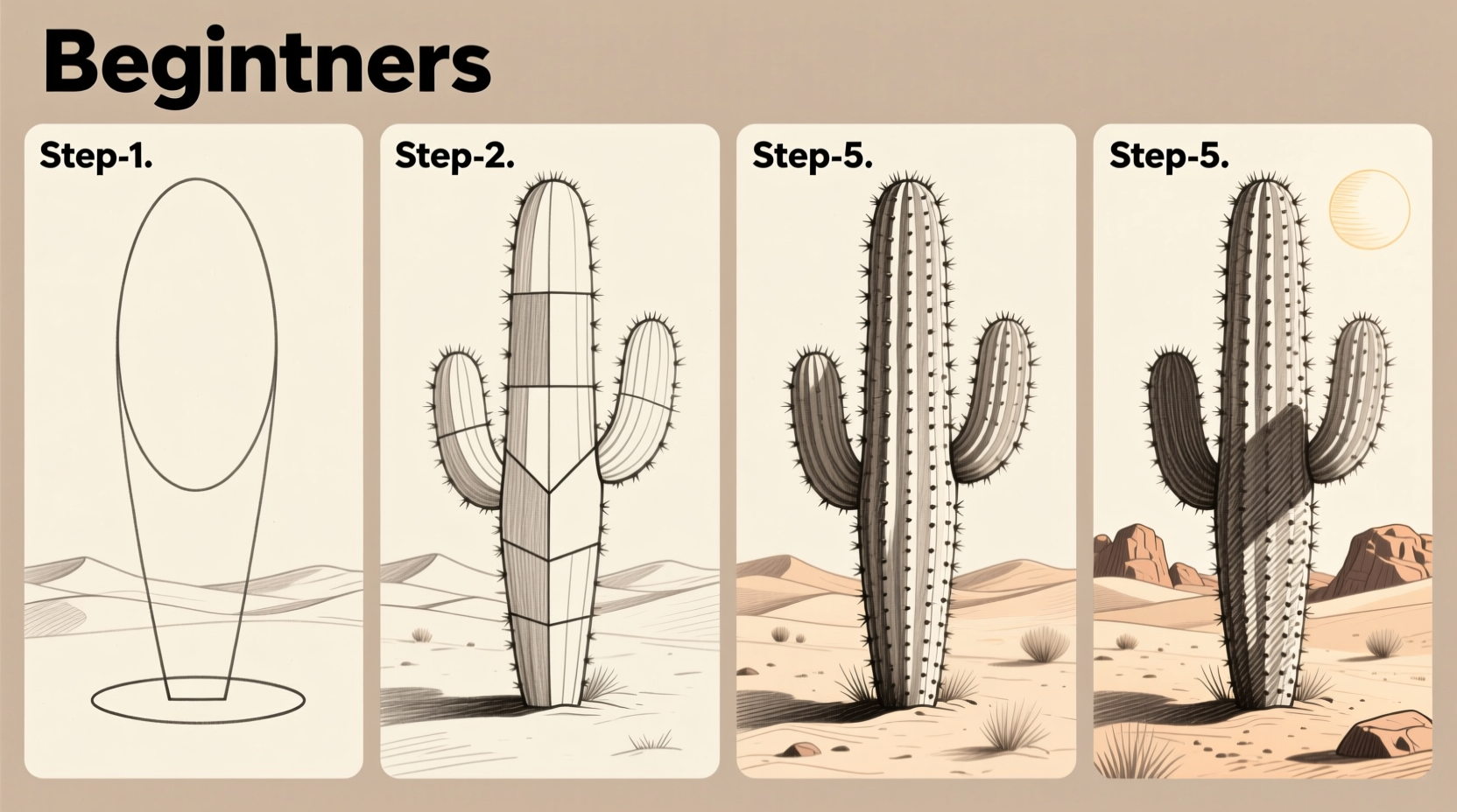 How to Draw a Cactus Step by Step for Beginners
