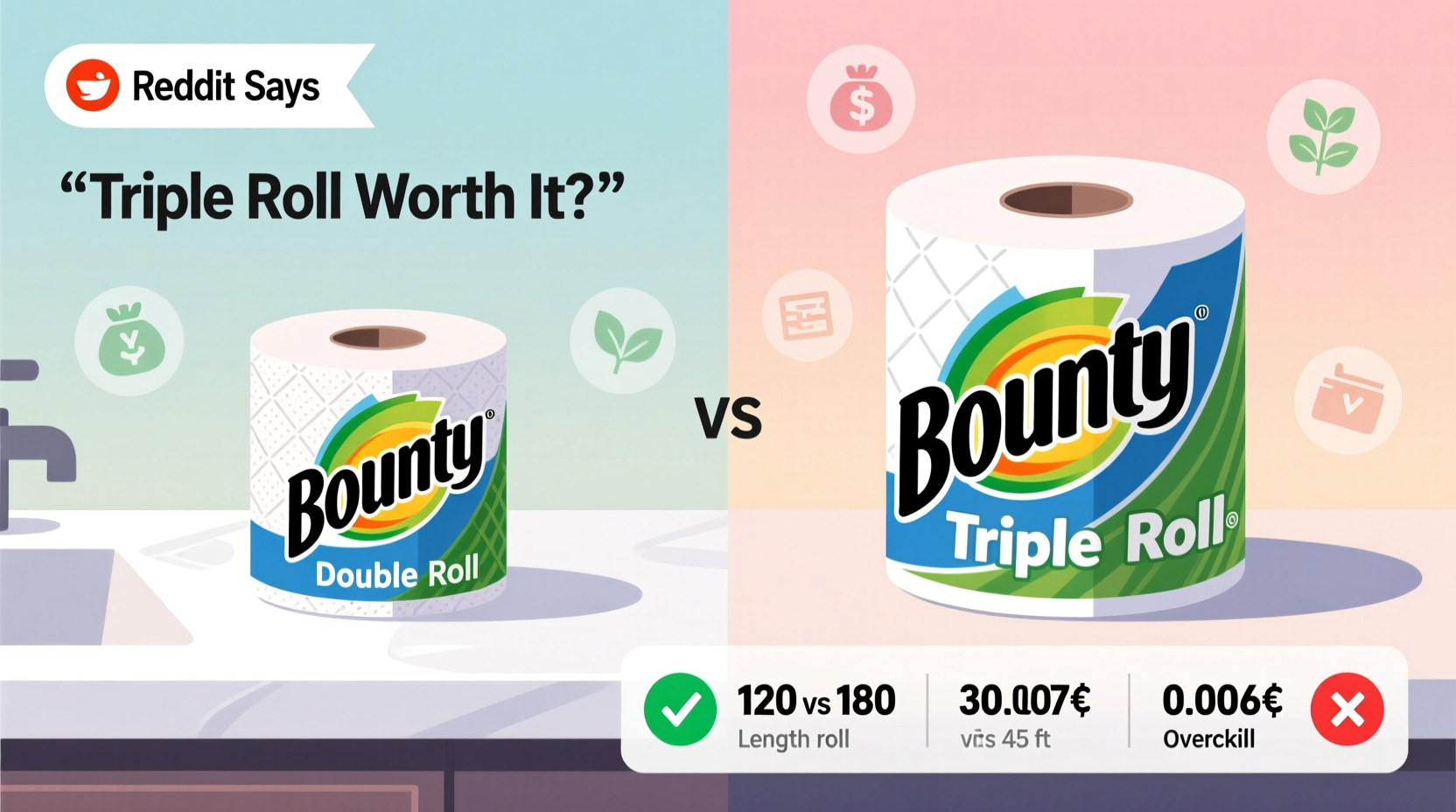 bounty double vs triple roll is the triple roll really worth it reddit says