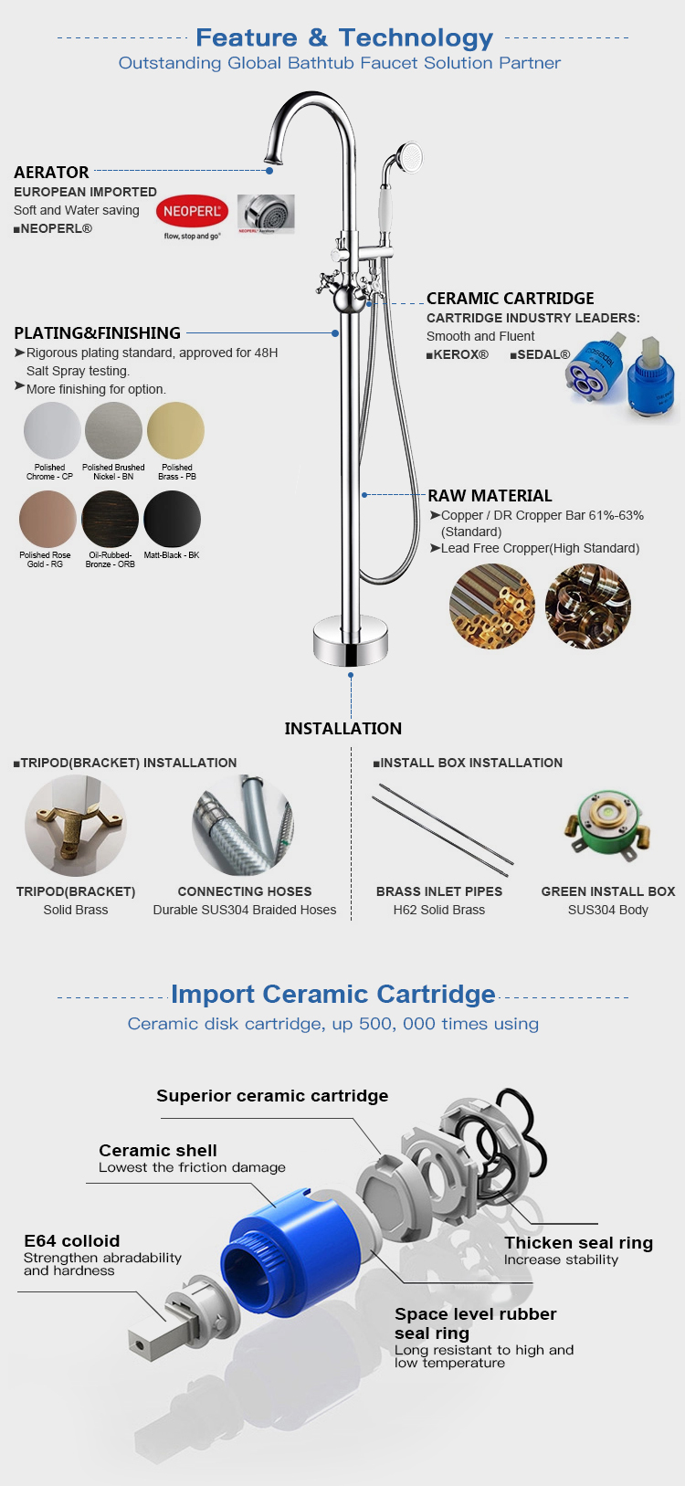 Luxury Hotel Home Chrome Floor Mounted Bath Shower Mixer Bathroom Freestanding Bathtub Faucet