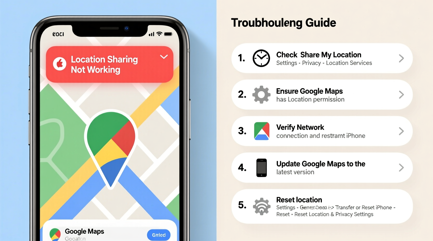 location sharing not working fixes for iphone google maps